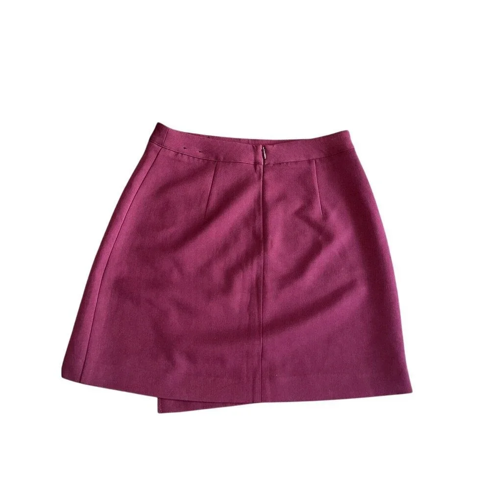 Banana Republic Skirt Womens Sz 12‎ Mini Wrap Red Buttons Pencil Preppy Work F30